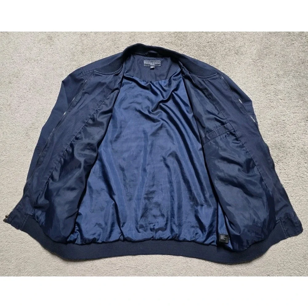 Bleecker & Broad Navy Canvas Bomber Jacket Mens XL Full Zip‎ Military